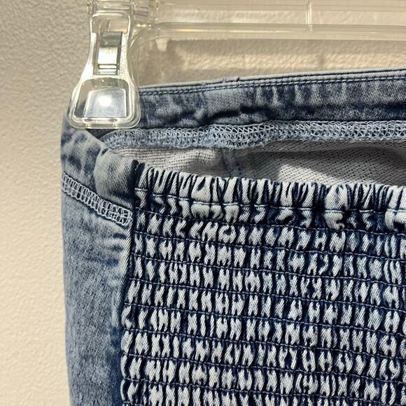 Aerie Denim Strapless Corset Top Size XS Smocked Back Y2K Bustier Tube - Picture 7 of 7